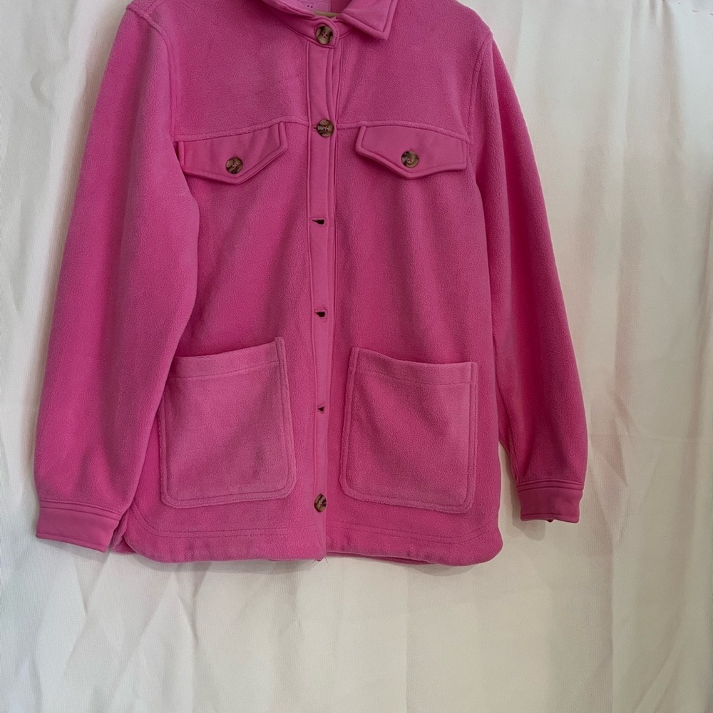 Pink Button-Up Fleece Jacket - Picture 1 of 8
